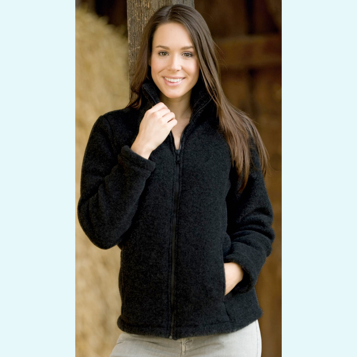 Damen Jacke Wollfleece schwarz GOTS