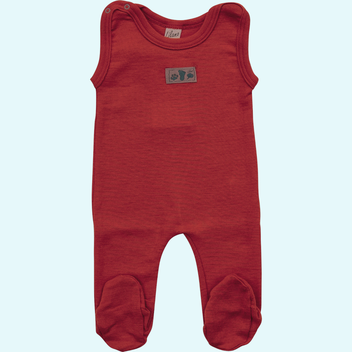 Baby Strampler mit Fuß Wolle Seide rot GOTS