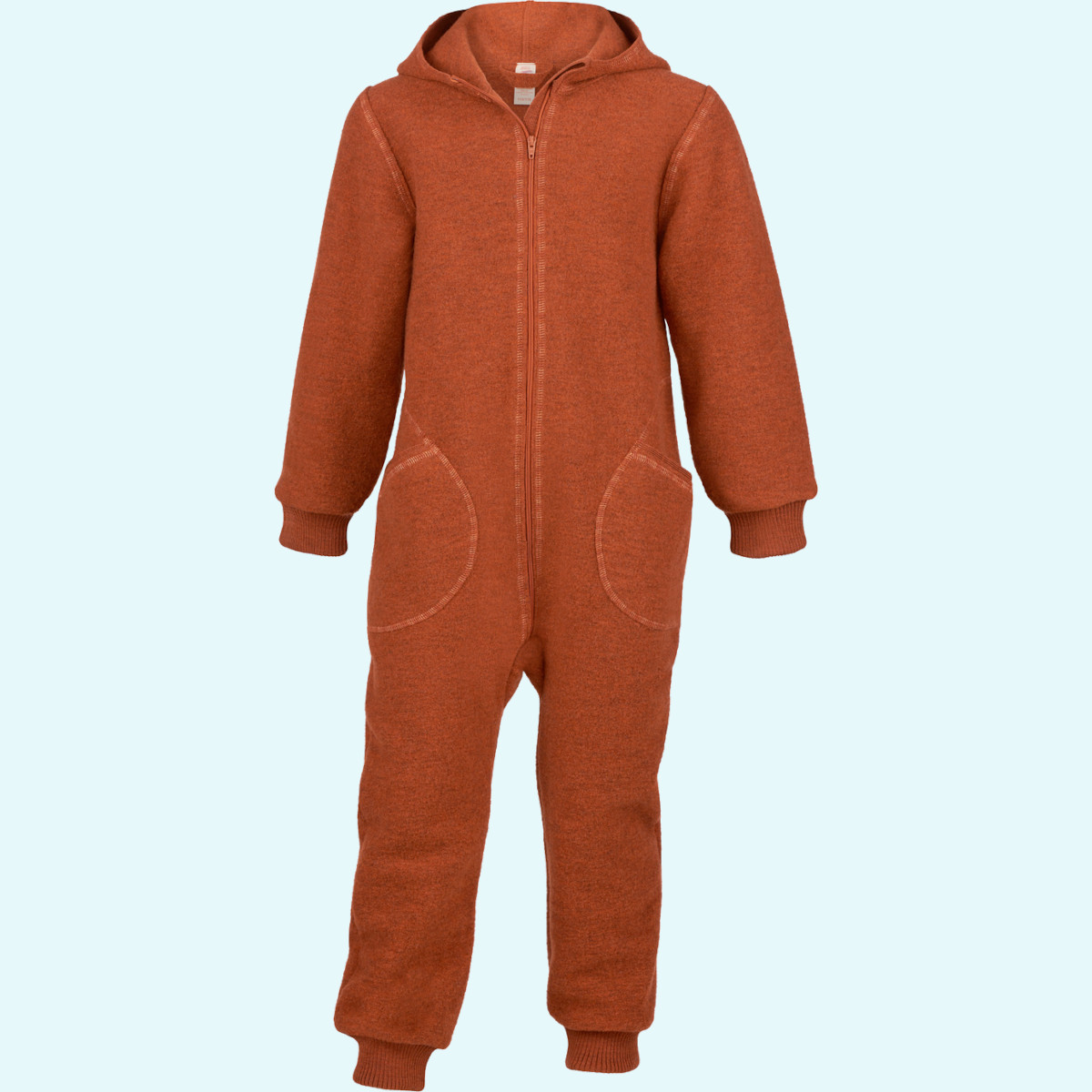 Baby Kinder Overall mit Kapuze Schurwoll Walk farbig uni IVN BEST