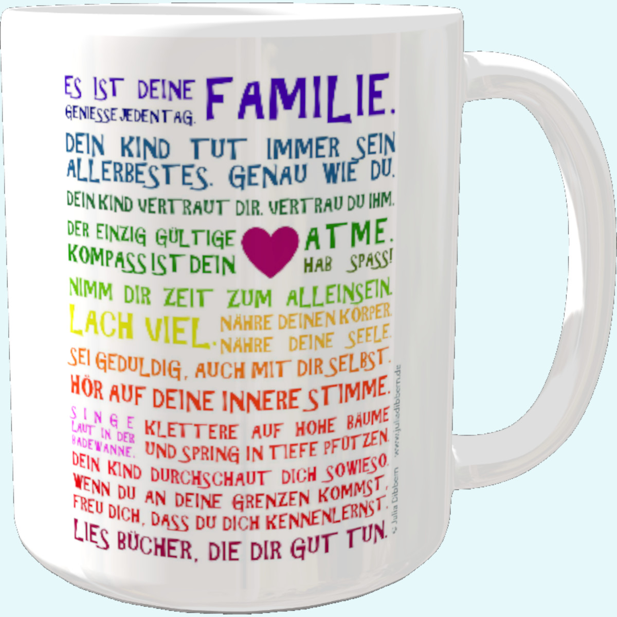 ☕ Panorama Tasse: "Es ist Deine Familie..." - Inspirierende Postkarten von Julia Dibbern