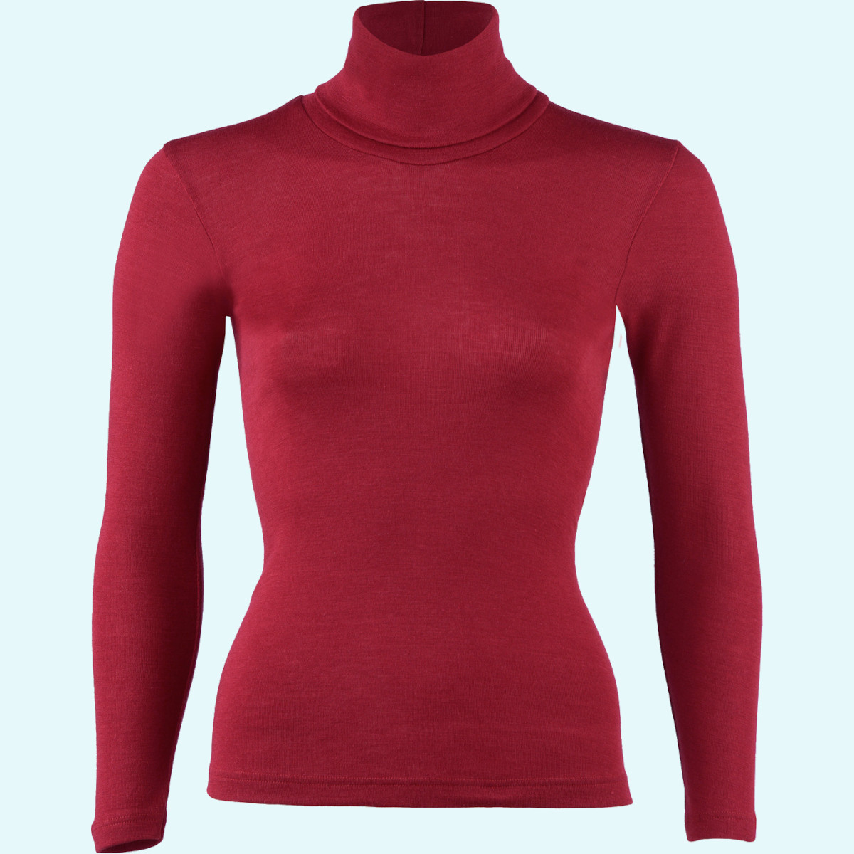 Damen Rollkragen Pullover Wolle Seide GOTS