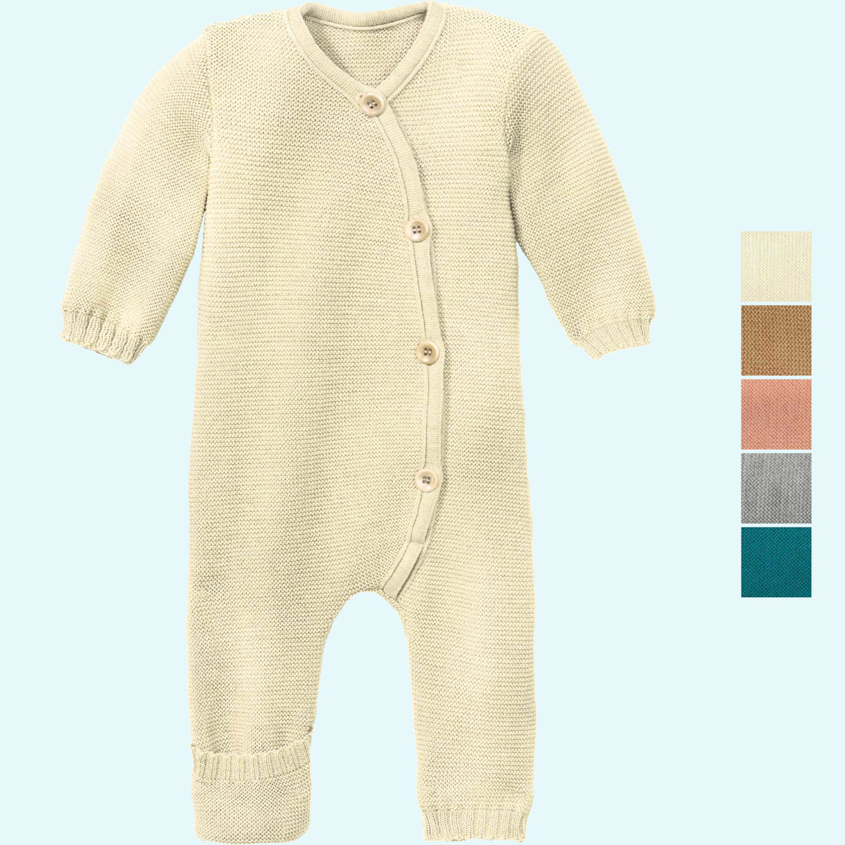 Baby Strickoverall aus reiner Bio Schurwolle - für Tag & Nacht