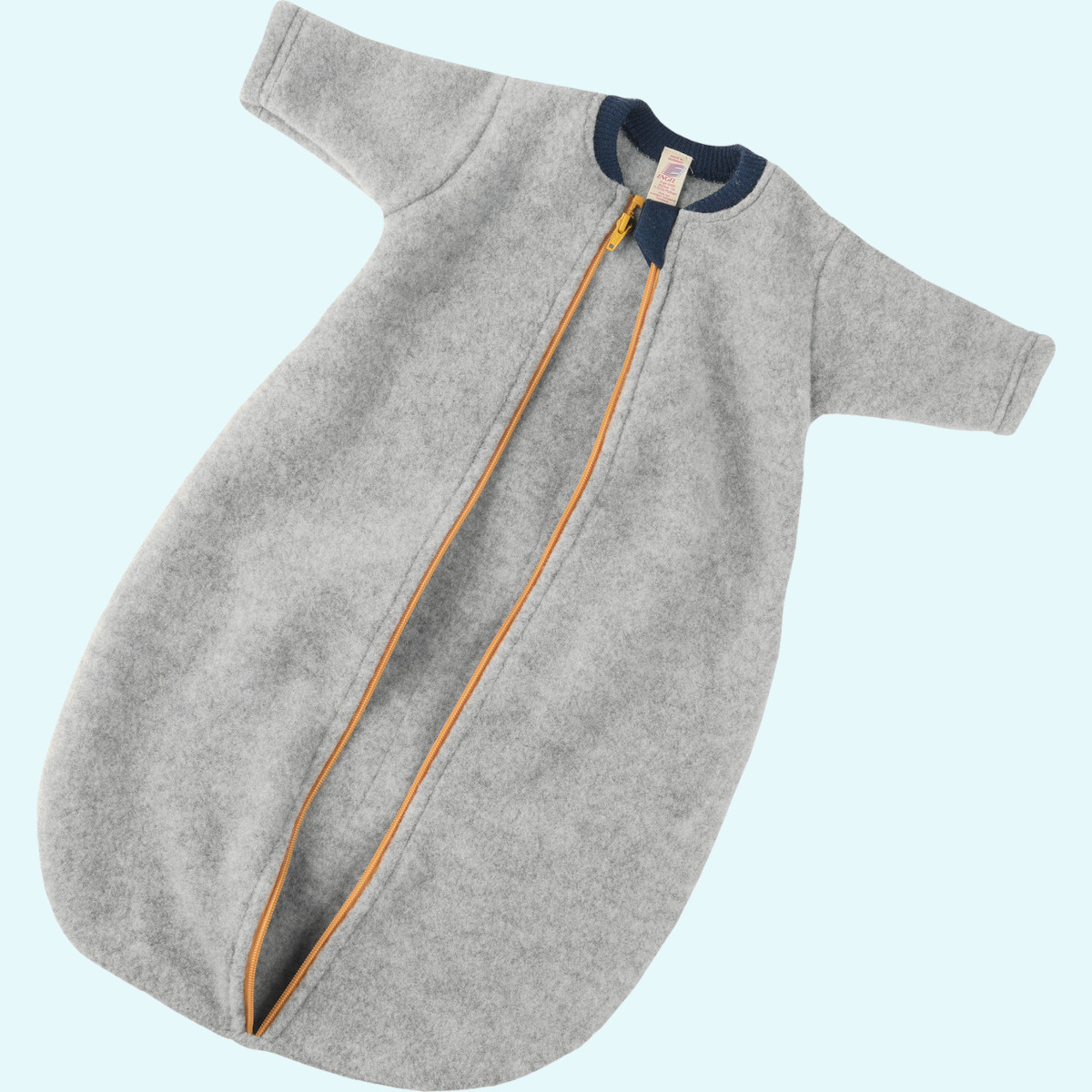 Baby Schlafsack langarm Wollfleece grau IVN BEST