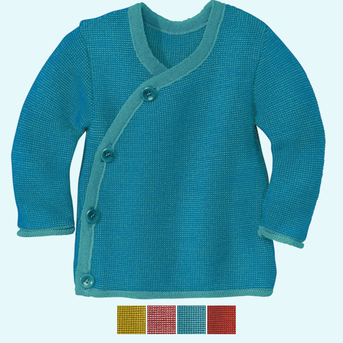 SALE: Baby Melange Jacke Wickel-Pullover aus BIO Schurwolle - kuscheliger Merino Strick